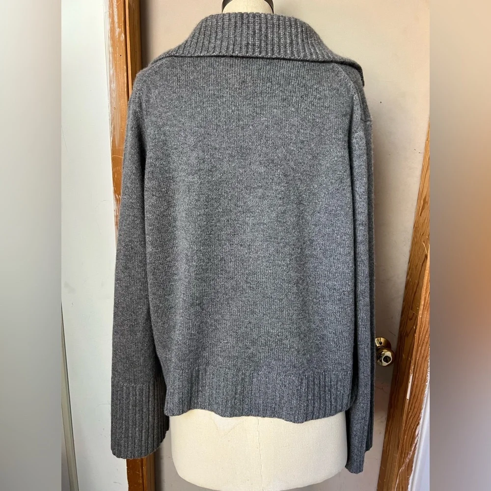 $425 Jenni Kayne Frances Polo Cashmere Sweater in Thunder - Size L - Picture 7 of 10